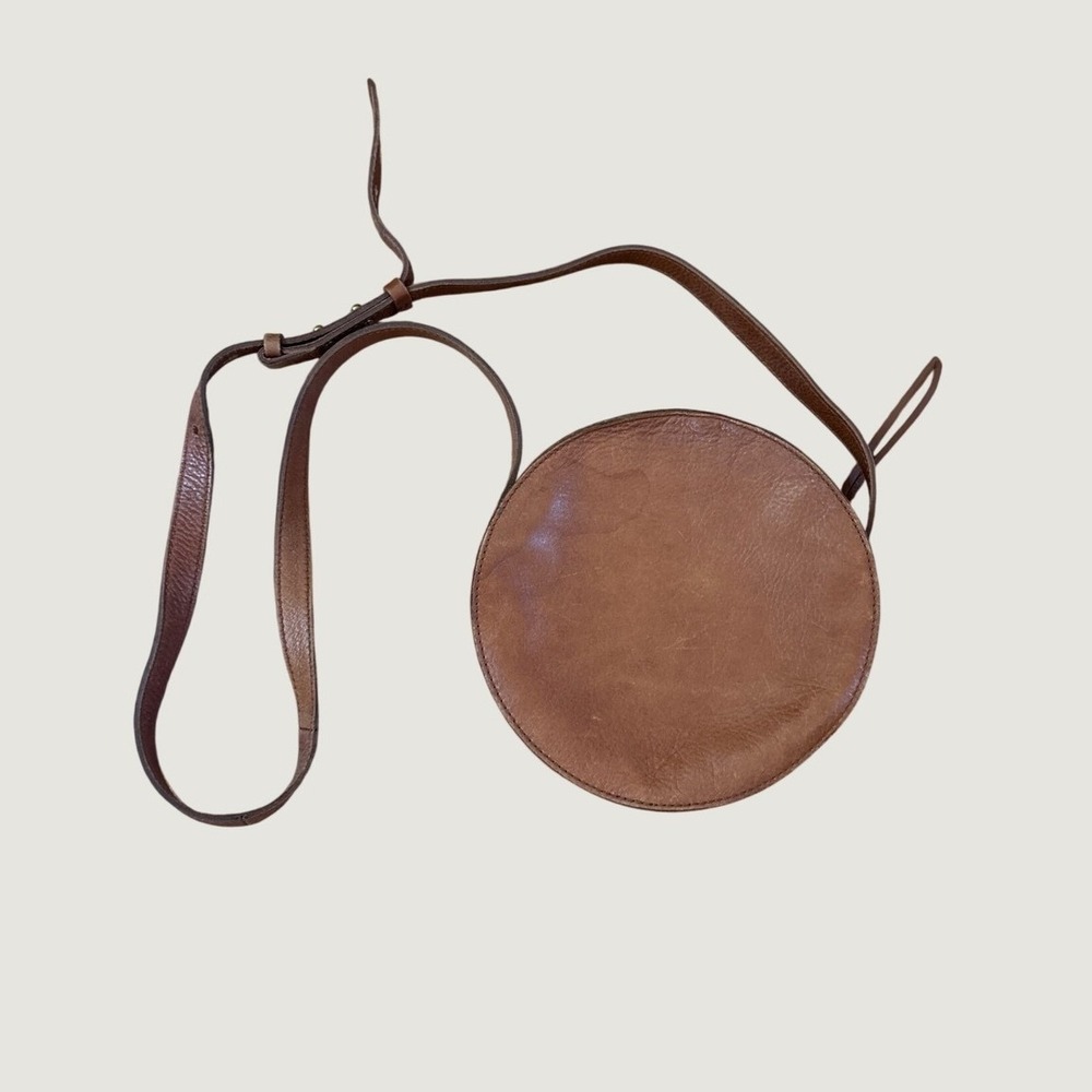 Madewell Circle Crossbody Bag Women Brown Leather Minimalist Boho SIZE Small